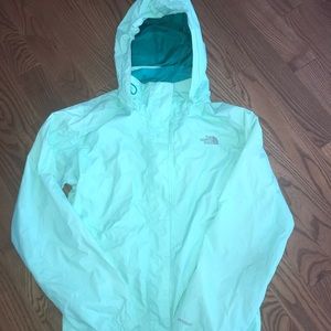 OBO- Mint green & teal mesh north face rain jacket